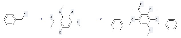Ethanone,1-(3,6-dihydroxy-2,4-dimethoxyphenyl)- can react with Chloromethyl-benzene to get 1-(3,6-Bis-benzyloxy-2,4-dimethoxy-phenyl)-ethanone